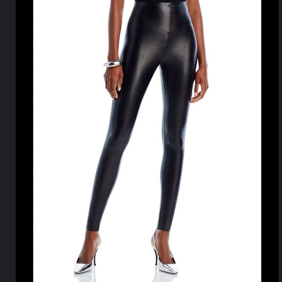 COMMANDO CONTROL High Waisted Raw Hem Black Faux Leather Legging S - Picture 4 of 10